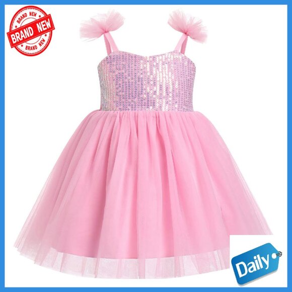 Toddler Girl Princess Tutu Dress Sequins Glitter Pageant Birthday Party